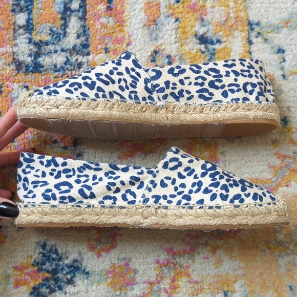 Sam Edelman Verona Leopard Print Canvas Slip On Espadrille Flats Cream Navy 8.5 - Picture 7 of 15
